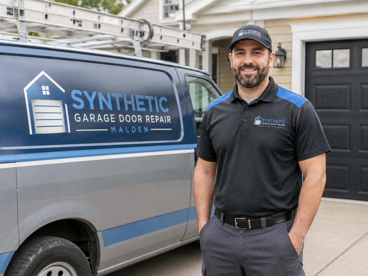 Synthetic Garage Door Repair Malden technician