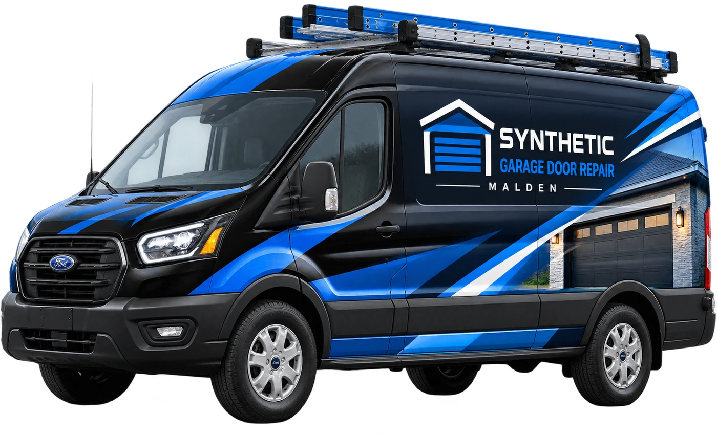 Synthetic Garage Door Repair Malden service van in Malden